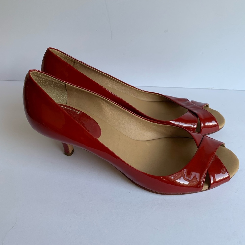 J. Vincent red peeptoe shoes heels size 8.5